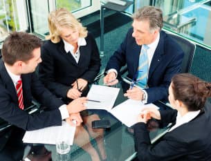 Meeting in an office